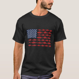 Camiseta Pescador de la bandera estadounidense Día Patrió