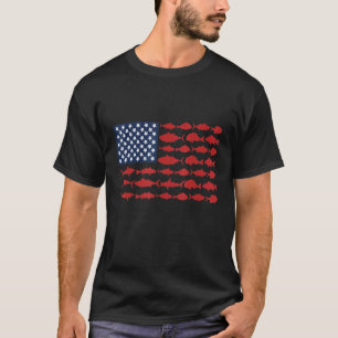 Camiseta Pescador de la bandera estadounidense Día Patrióti