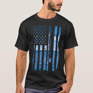 Camiseta Pescador de la bandera estadounidense, pescador, c