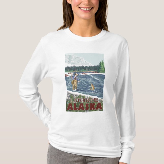 Camiseta Pescador de la mosca - Latouche, Alaska (Anverso)