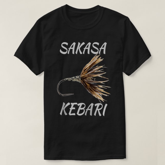 Camiseta Pescador de la mosca negra Tenkara Fly Sakasa Keba (Diseño del anverso)