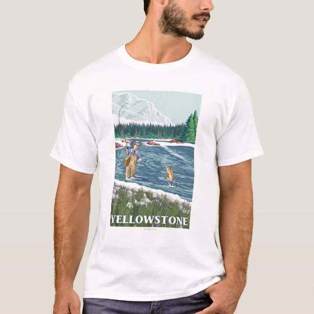 Camiseta Pescador de la mosca - parque nacional de (Anverso)