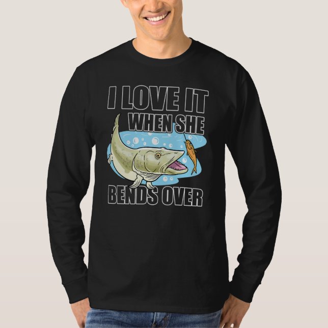 Camiseta Pescador De La Pesca De Cerdo Me Encanta Cuando Se (Anverso)
