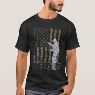 Camiseta Pescador de mosca Camuflaje de bandera americana M