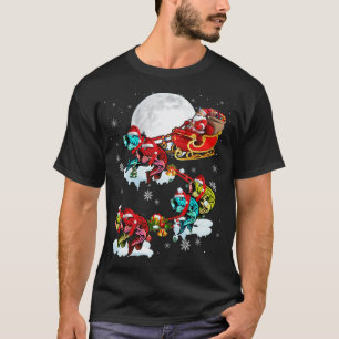 Camiseta Pescador de Navidad Divertido Santa Montando Reno 