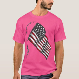 Camiseta Pescador de peces de la bandera estadounidense que