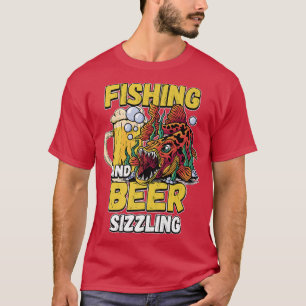 Camiseta Pescador De Pesca Y Pesca De Cerveza Sizzle Dicien