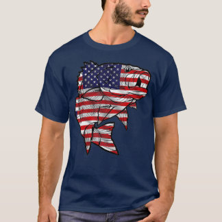 Camiseta Pescador de pescado de la bandera estadounidense d