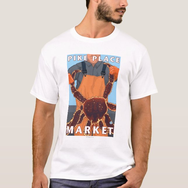 Camiseta Pescador de rey cangrejo - mercado de lugar de (Anverso)