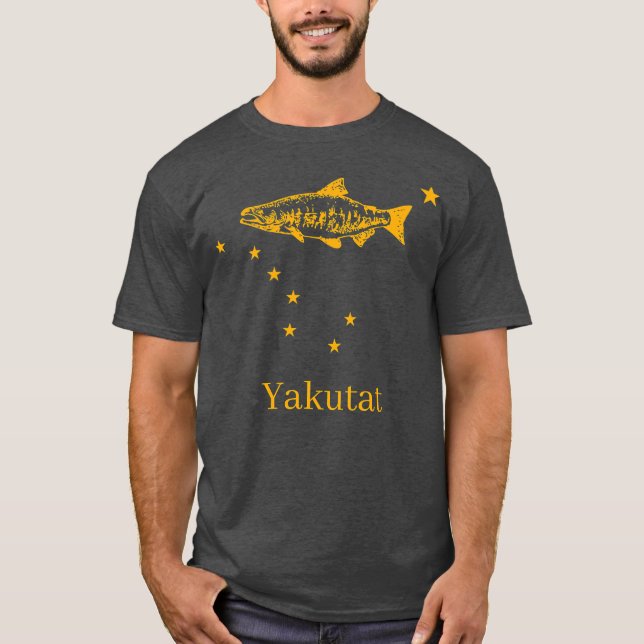 Camiseta Pescador de salmón con bandera del estado de Yakut (Anverso)