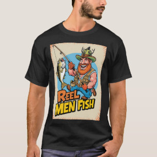 Camiseta Pescador divertido de dibujos animados: los hombre