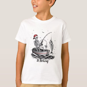 Camiseta Pescador Esqueleto con Esqueleto de Pescado