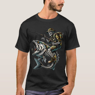Camiseta Pescador Esqueleto Montando Pez Gigante – Hardco