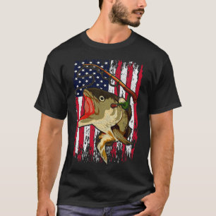 Camiseta Pescador estadounidense Angle Fish bandera de Esta