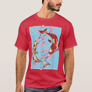 Camiseta Pescador japonés de carpa de cerezo en flor Sakura