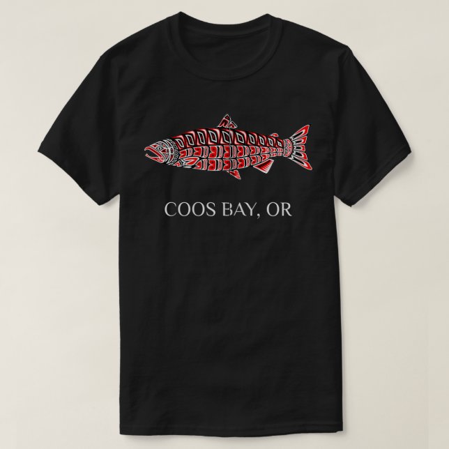 Camiseta Pescador nativo americano de Coos Bay Oregon Coho  (Diseño del anverso)