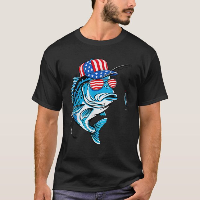 Camiseta Pescador norteamericano de bandera de los Estados  (Anverso)