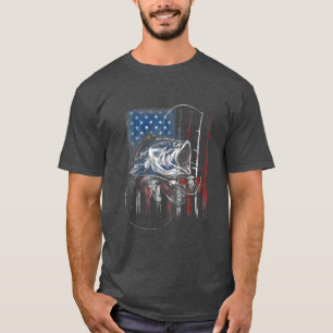 Camiseta Pescador norteamericano de bandera roja de pesca U