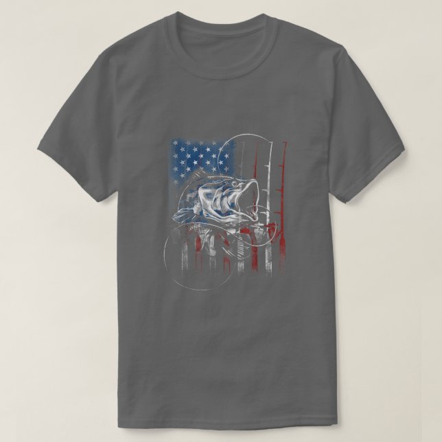 Camiseta Pescador norteamericano de bandera roja de pesca U (Diseño del anverso)