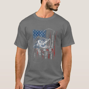 Camiseta Pescador norteamericano de bandera roja de pesca U