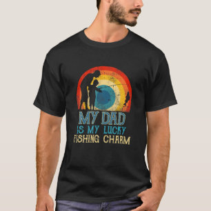 Camiseta Pescador papá Lucky Charm Angler Pescador Retro Vi