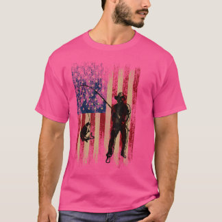 Camiseta Pescador Patriótico de Pesca de Bandera Estadounid