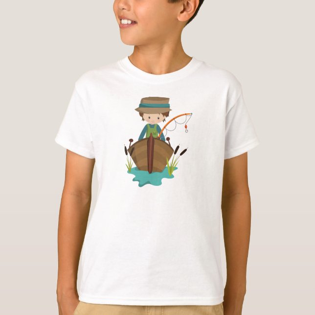 Camiseta Pescador, Pescador, Arco Pesquero, Pelo Marrón (Anverso)