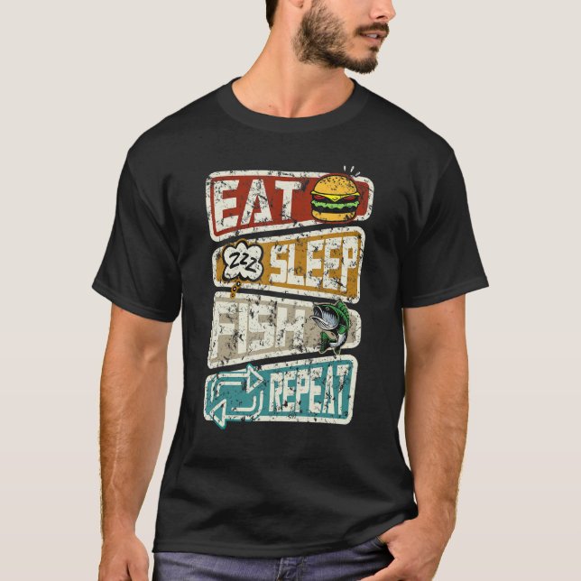 Camiseta Pescador Pescador Comer Pescado Dormido Repetido M (Anverso)