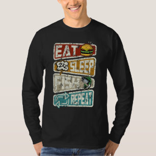 Camiseta Pescador Pescador Comer Pescado Dormido Repetido M