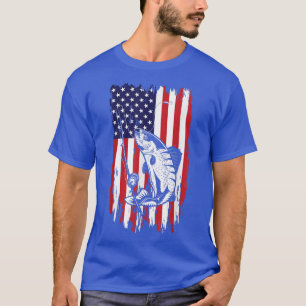 Camiseta Pescador Pescador De Bandera Estadounidense Catche