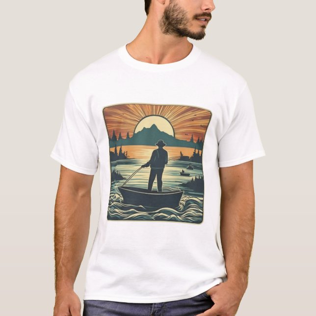 Camiseta Pescador Retro Pescado Cañón de sol (Anverso)