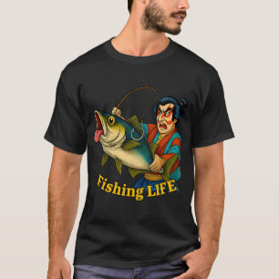 Camiseta Pescador samurái controlando pez gigante â€“ Fishi