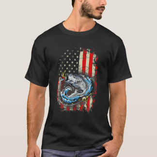 Camiseta Pescador vintage de bandera estadounidense T. USA