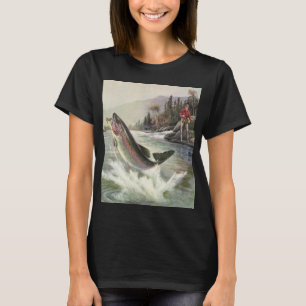 Camiseta Pescador vintage de trucha arco iris que pesca pes