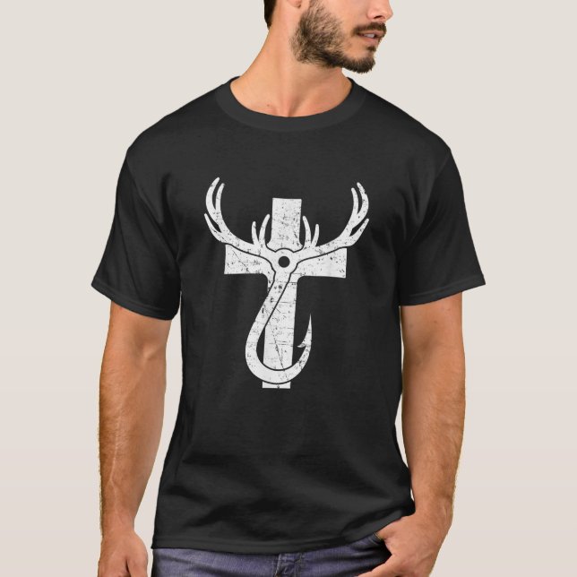 Camiseta Pescadores cristianos de caza Grunge (Anverso)