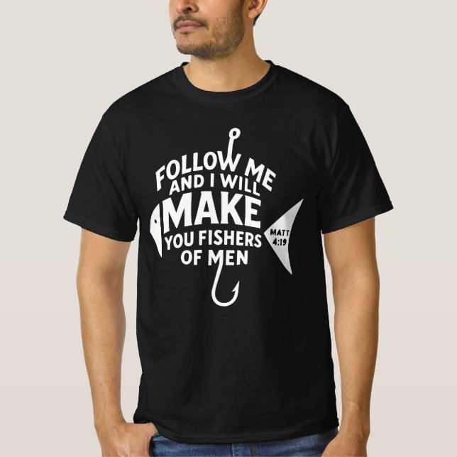 Camiseta "Pescadores de hombres" Mateo 4:19 Versículo de la (Anverso)