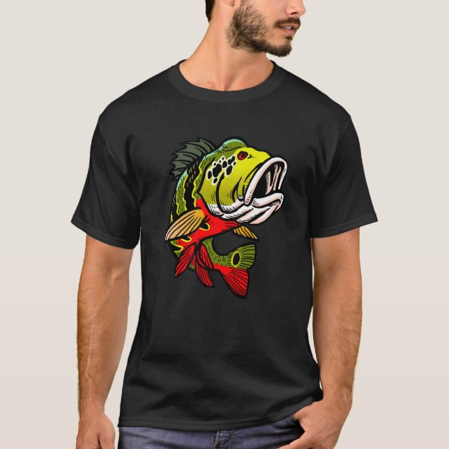 Camiseta Pescadores de Lubina Pavón Monstruo Pez (Anverso)