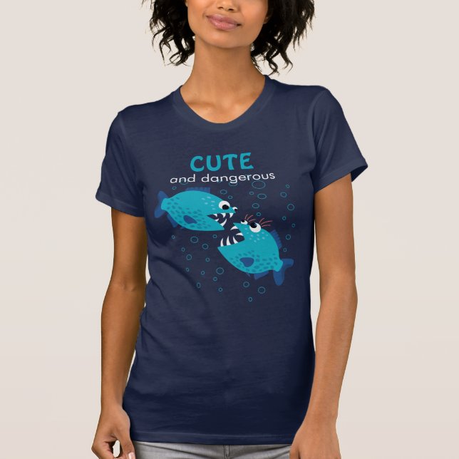 Camiseta Pescados azules de la piraña del texto de encargo (Anverso)