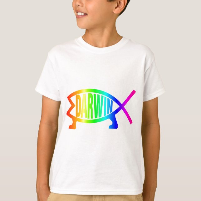 Camiseta Pescados de Darwin del arco iris (Anverso)