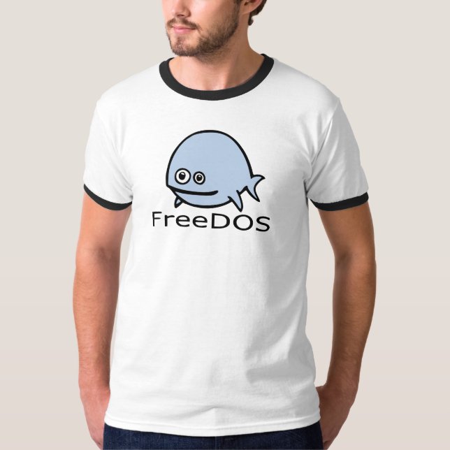 Camiseta Pescados de FreeDos - azul con nombre (Anverso)