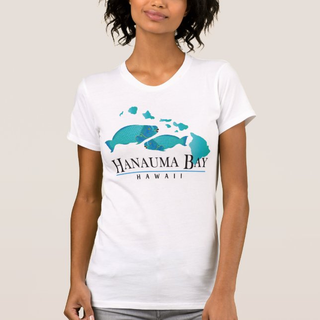 Camiseta Pescados del loro de Hawaii de la bahía de Hanauma (Anverso)