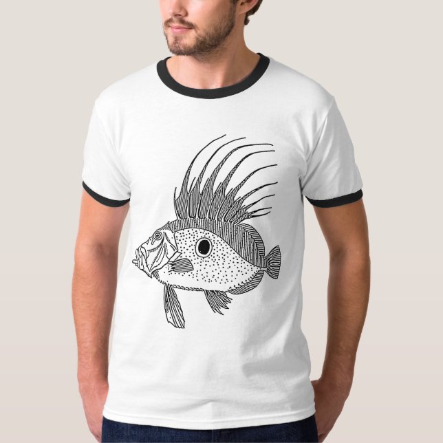 CAMISETA PESCADOS (DIBUJO LINEAL) (Anverso)