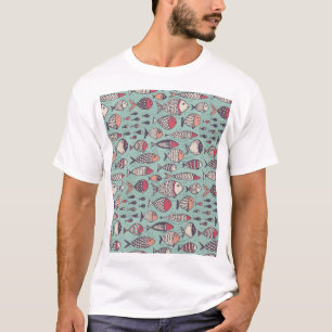 Camiseta Pescados divertidos: patrón sin costuras dibujado 