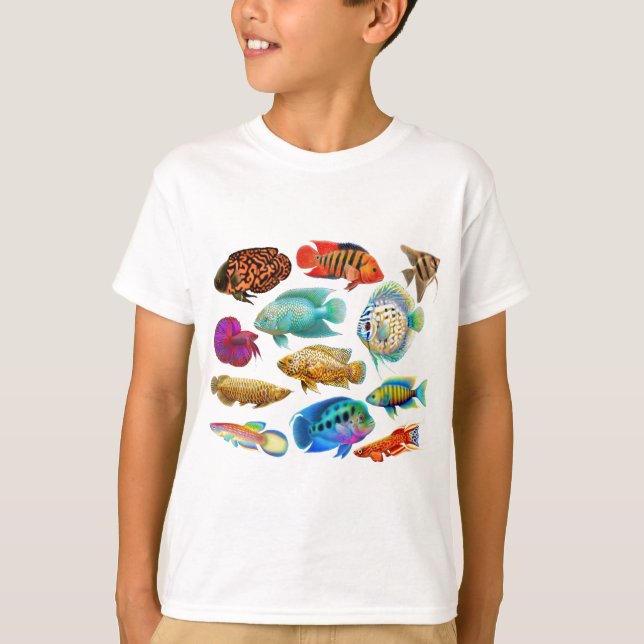 Camiseta Pescados tropicales coloridos (Anverso)