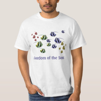 Camiseta Pescados tropicales multicolores que nadan la