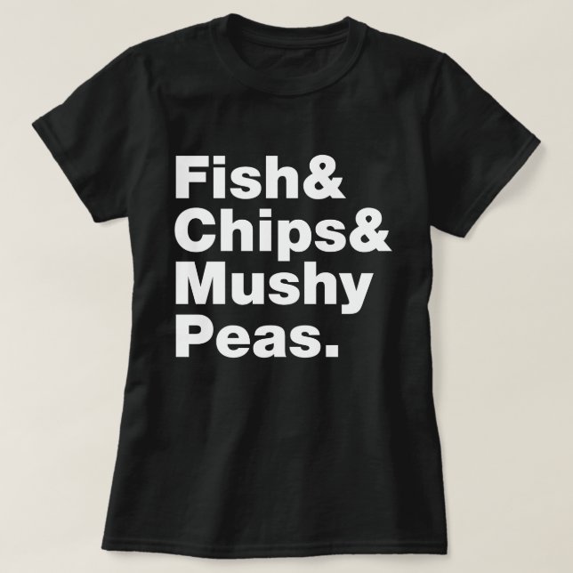 Camiseta Pescados y chuletas y guisantes. (Diseño del anverso)