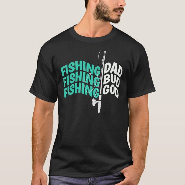 Camiseta Pescando a papá Bud God Funny Padres Caminando Pes (Anverso)