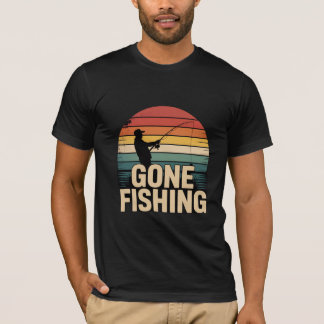 Camiseta Pescando Atardecer Retro para Hombres