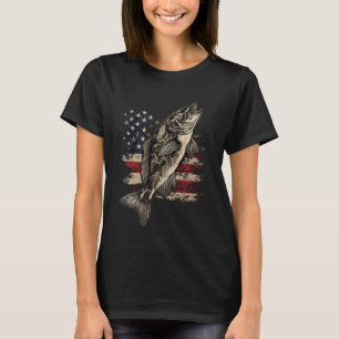 Camiseta Pescando bandera americana B peces hombres mujeres