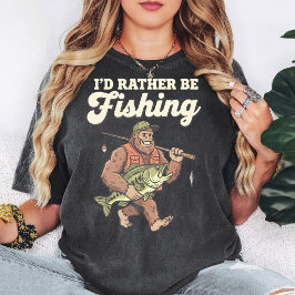Camiseta Pescando Bigfoot Prefiero Pescar Gráfico